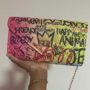 Colorful Graffiti Print Women's Bag